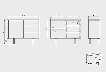 Тумба "Норман" 2 (с ящиками)
