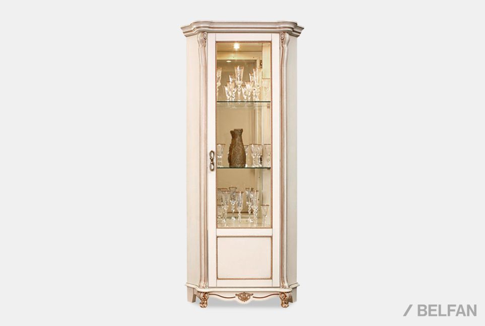 Шкаф с витриной угловой "Алези 10" (правый) массив и шпон дуба 2