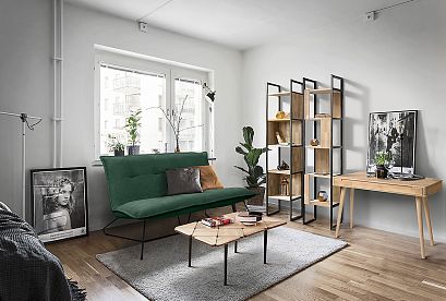 Стеллаж "Art Collection" 420; узкий; *КМ-009.420; белёный дуб, чёрный металл