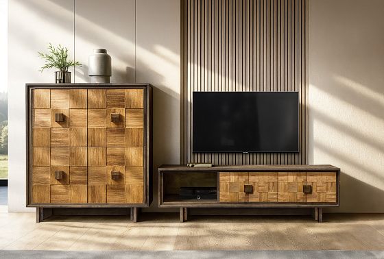 Тумба высокая "Cube Design" 4 массив и шпон дуба 3