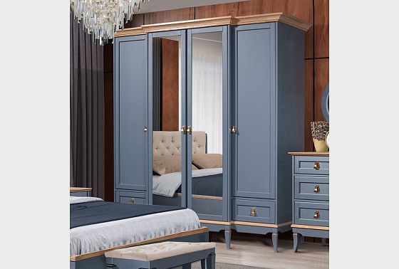 Шкаф для одежды 4-х дв. "Стюарт" (с зеркалом) массив и шпон дуба 10