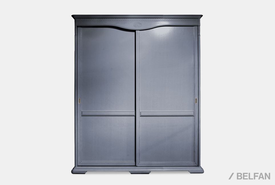 Шкаф-купе для одежды "Лика" 2-х дв. узкий массив и шпон дуба 1