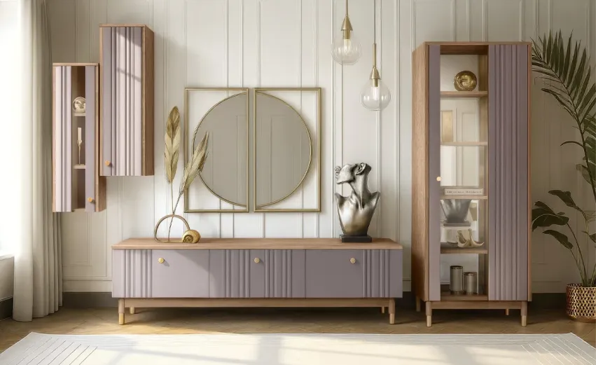 Гостиная «Меридиан» #3. Цвет: к-торфяной дуб, ф-нирвана Гостиная «Меридиан» #3