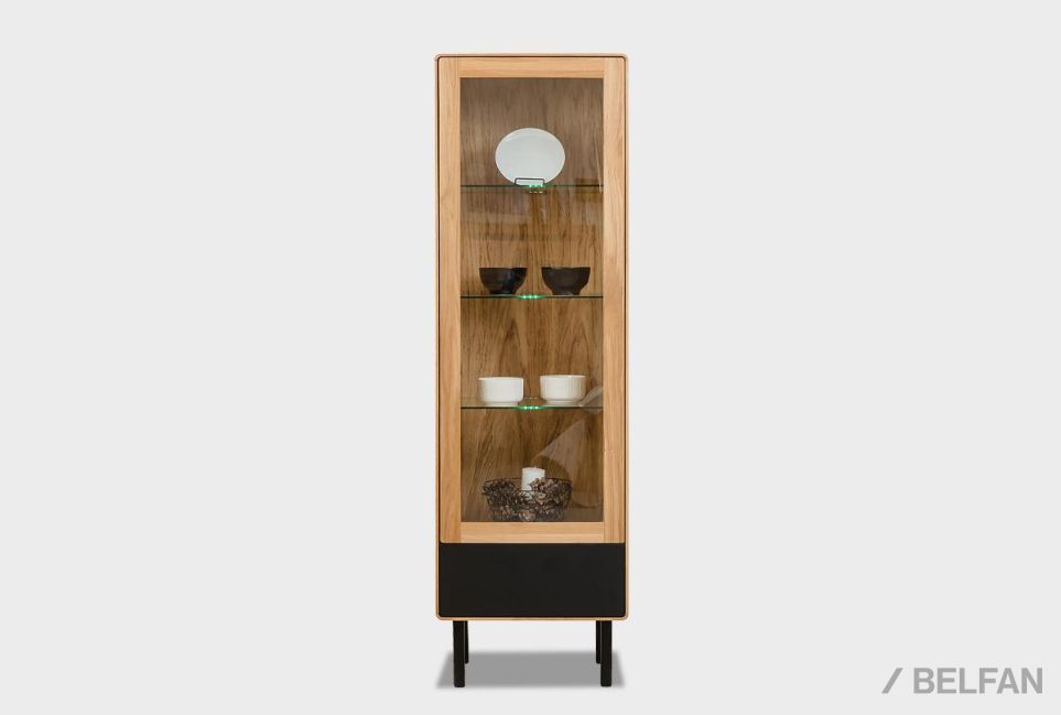 Витрина 1-но дверная "Норман" (левая) массив дуба, МДФ, металл 2