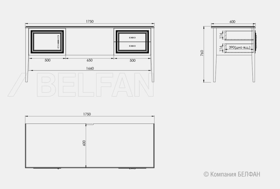 Стол письменный "Сакраменто" (2 тумбы) массив и шпон дуба, МДФ 2