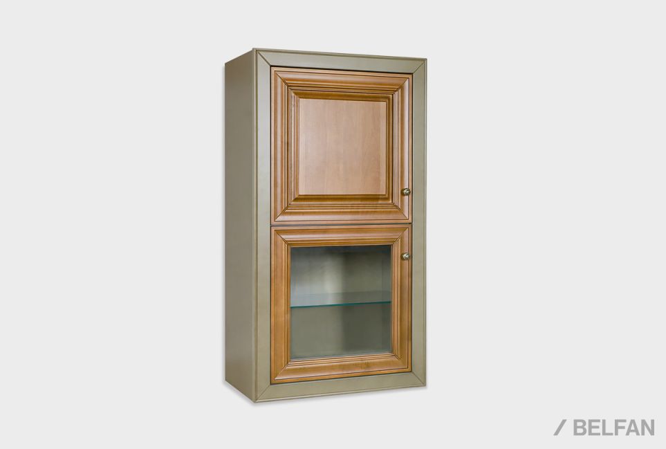 Шкаф навесной закрытый "Оливия" массив и шпон ольхи 2