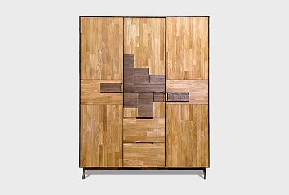 Шкаф для одежды 3-х дверный "Irving Design"; 2 ящика; графит, бейц-масло