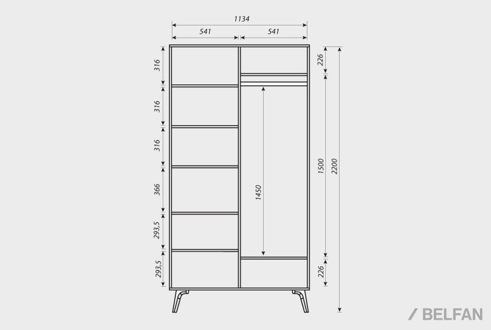 Шкаф для одежды 2-х дверный "Elva" массив и шпон дуба 3