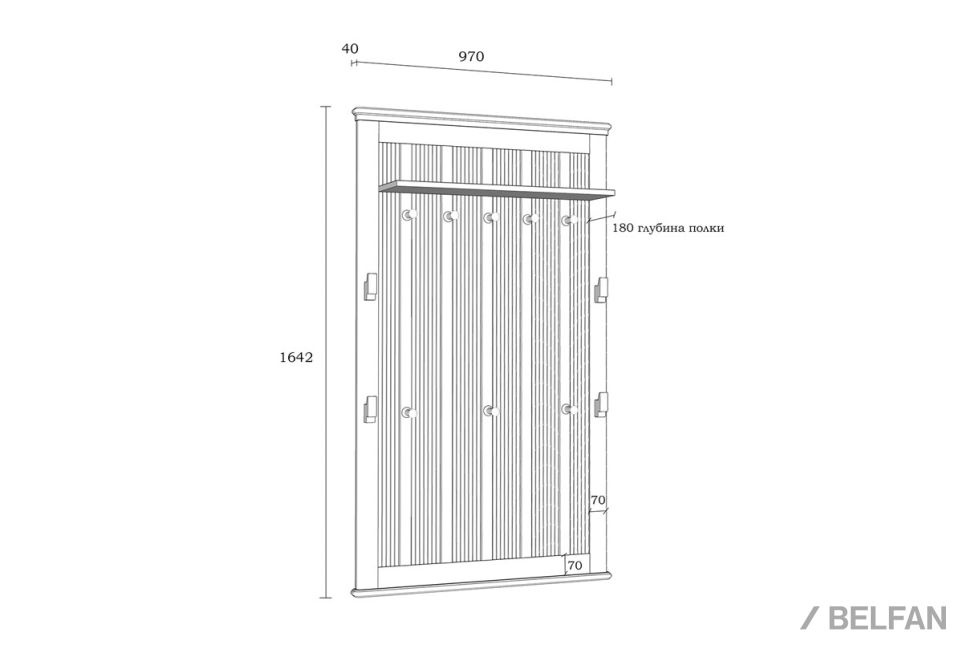 Вешалка настенная "Рандеву" 160 массив сосны 4