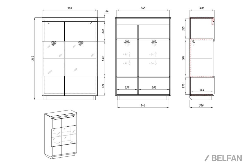 Тумба высокая "Bremen" (стекло) массив дуба 3