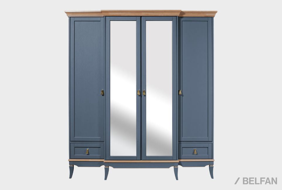 Шкаф для одежды 4-х дв. "Стюарт" (с зеркалом) массив и шпон дуба 2