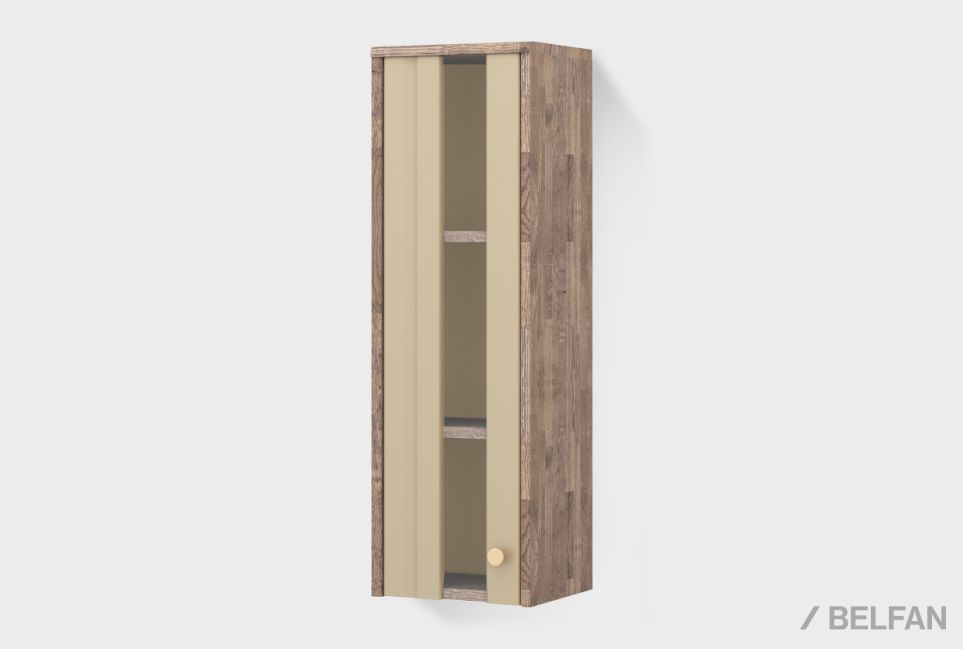 Шкаф настенный "Меридиан" стекло (левый) массив дуба, МДФ 1