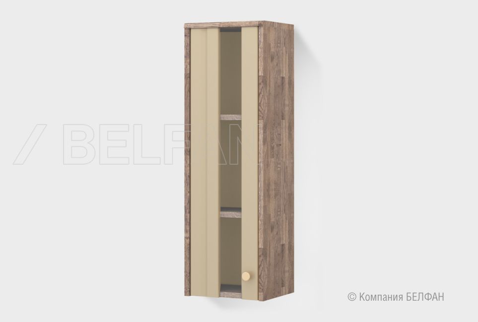 Шкаф настенный "Меридиан" стекло (левый) массив дуба, МДФ 1