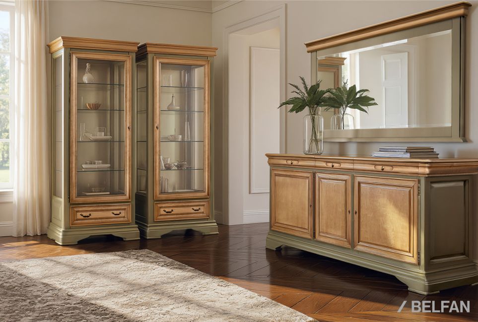 Шкаф с витриной 1-но дв. "Оливия" (левый) массив и шпон ольхи 6