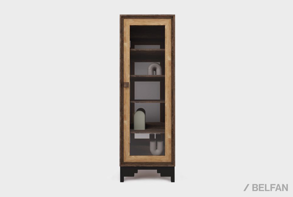Витрина 1-но дв. "Куб Дизайн" (правая) массив дуба, металл, стекло 1