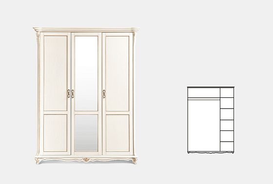 Шкаф 3-х дв. "Алези" массив и шпон дуба 4