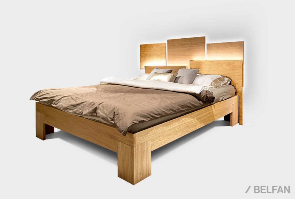 Кровать "Берген" 180 (с подсветкой) шпон дуба 1