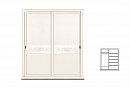 Шкаф-купе для одежды 2-х дв. узкий "Соната" без зеркала (декор); белая эмаль с темной патиной