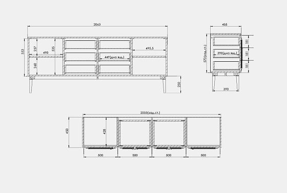 Тумба "Сакраменто" 4 (с ящиками) массив и шпон дуба, МДФ 3