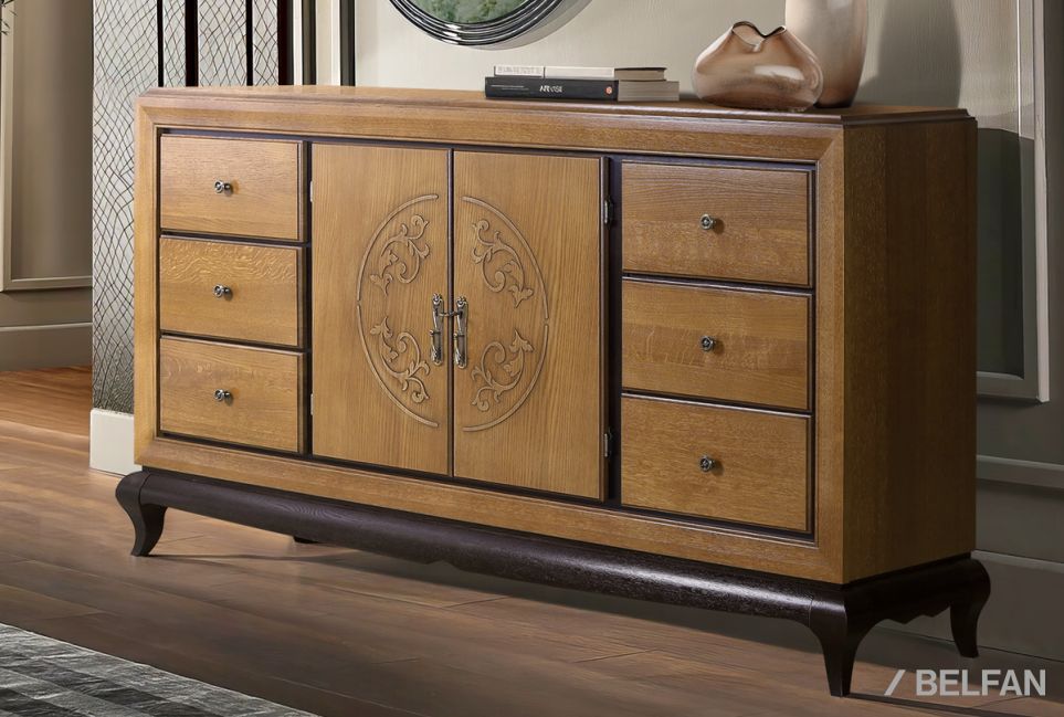 Тумба "Соната" 4 (с ящиками) массив и шпон дуба 1