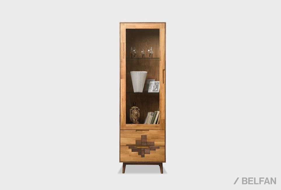 Шкаф с витриной 1-но дверный "Irving Design" (левый) массив дуба 1