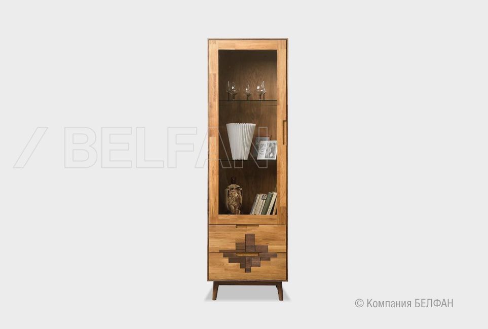 Шкаф с витриной 1-но дверный "Irving Design" (левый) массив дуба 1