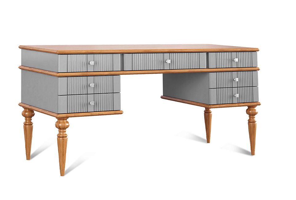 Стол письменный "Рандеву" 007; серый 7042+антик 24