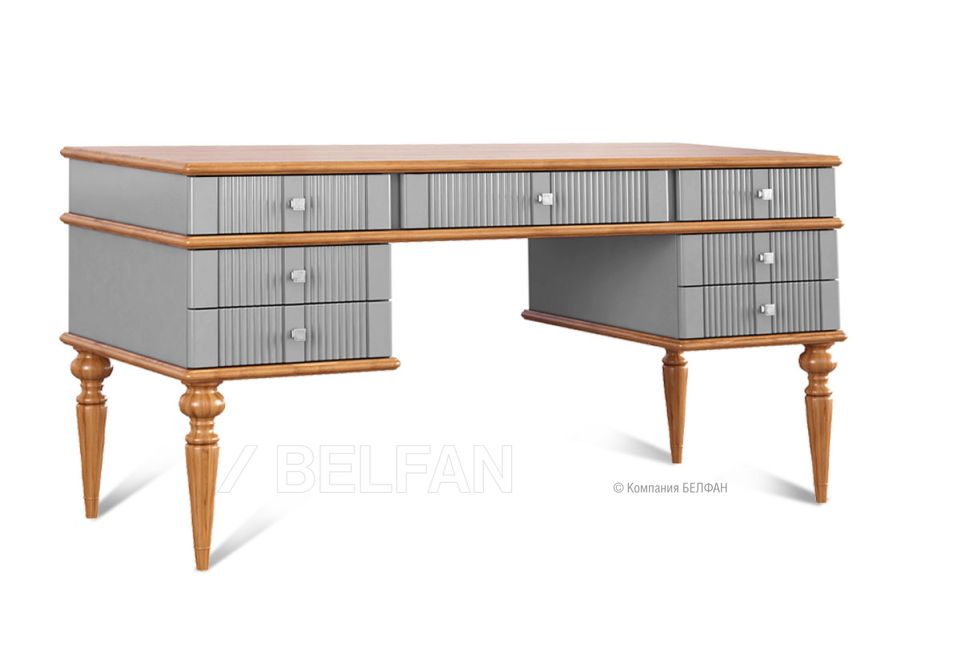 Стол письменный "Рандеву" 007; серый 7042+антик 24