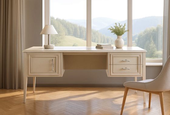 Стол письменный "Сакраменто" (2 тумбы) массив и шпон дуба, МДФ 4