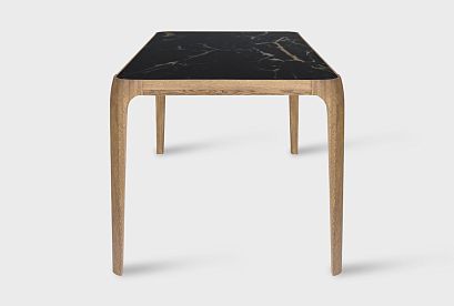 Стол обеденный "Бергамо"; стекло мрамор; 1614x864; дуб натуральный