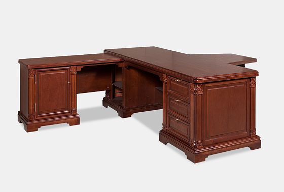 Стол рабочий с приставками "Престиж" массив и шпон берёзы 5