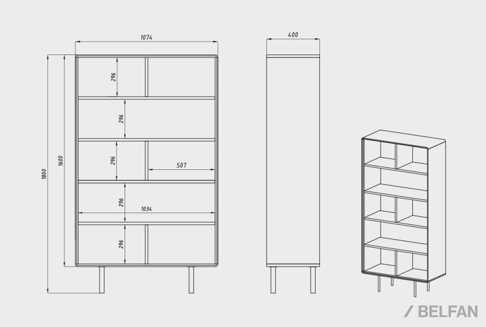 Стеллаж "Норман" 2 массив дуба, металл 5