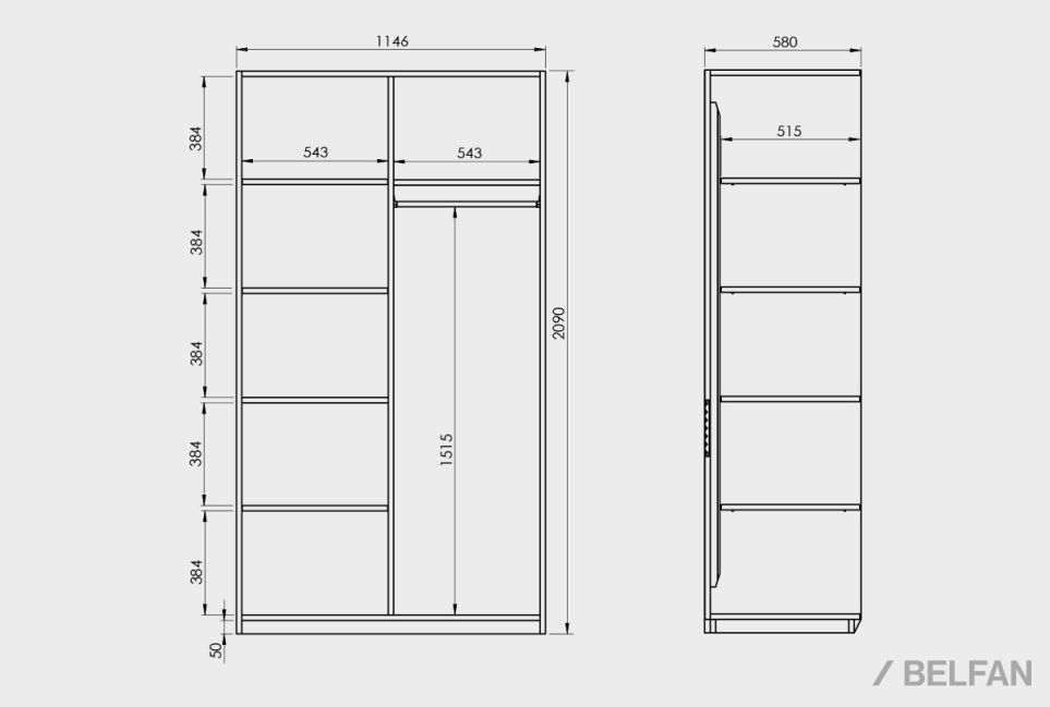 Шкаф для одежды 2-х дверный "Wallstreet" массив дуба, МДФ 2