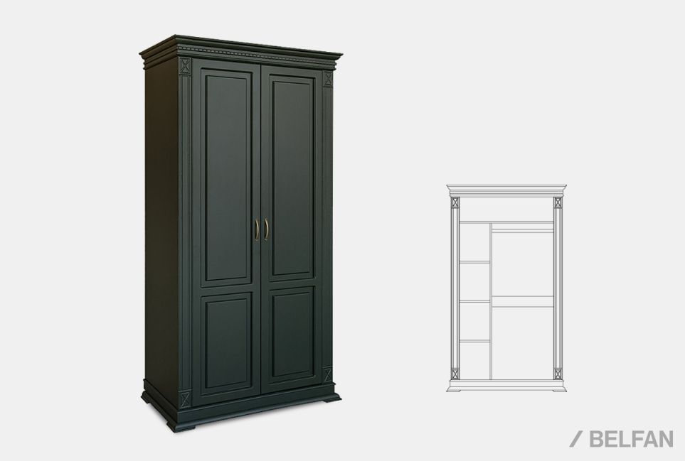 Шкаф для одежды 2-х дв. "Верди Люкс 2/3" массив и шпон дуба 1