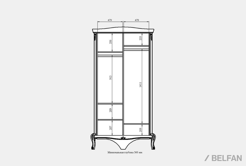 Шкаф для одежды "Fleuron" 2-х дв. массив и шпон бука 3