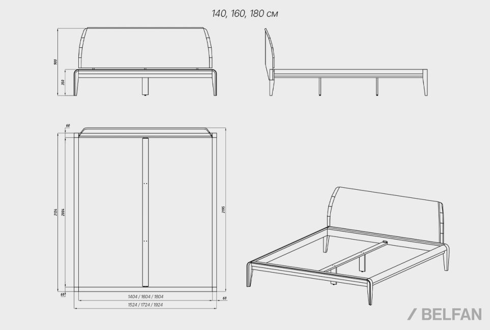Кровать "Монблан" массив дуба 7