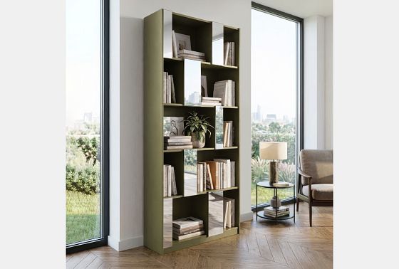 Стеллаж "Сакраменто" 100 (с зеркалами) МДФ, шпон дуба 4