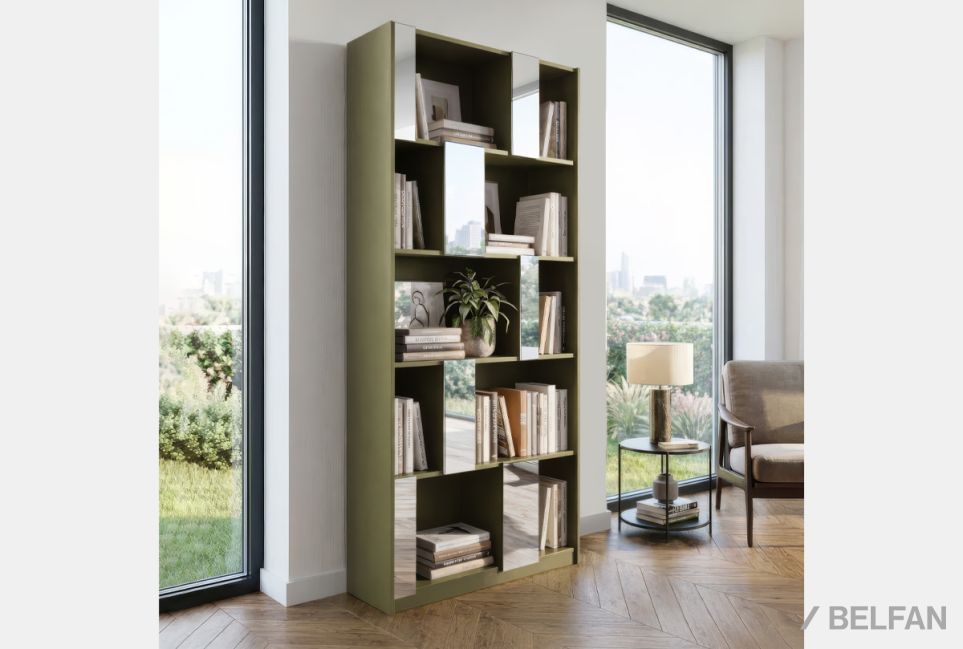 Стеллаж "Сакраменто" 100 (с зеркалами) МДФ, шпон дуба 1