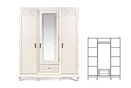 Шкаф для одежды 3-х дв. "Соната" с зеркалом (декор)