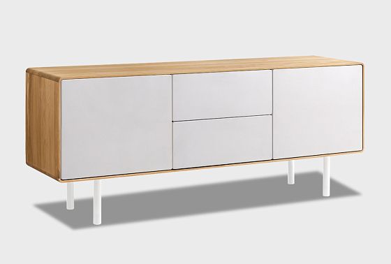 Тумба под ТВ высокая "Норман" 3 (с ящиками) массив дуба, МДФ, металл 7