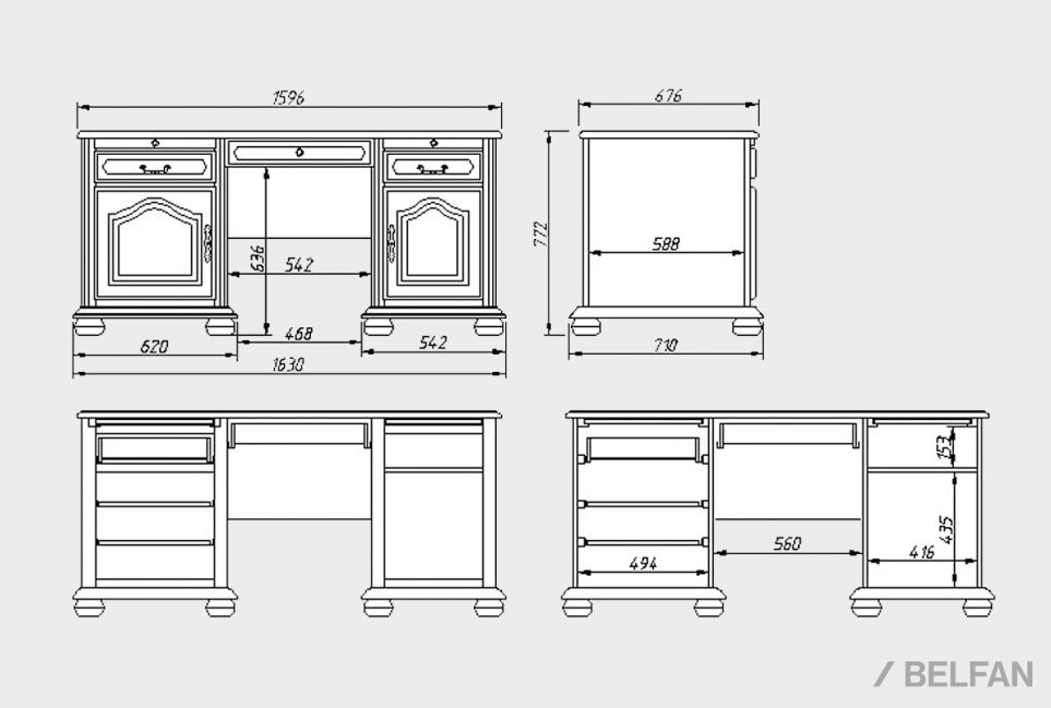 Стол письменный "Давиль" 1410 массив и шпон дуба 3