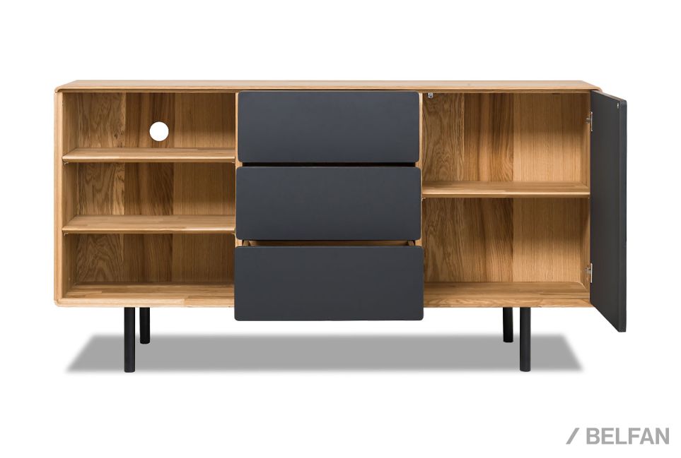 Тумба "Norman" 3 с нишей (левая) массив дуба, МДФ, металл 2