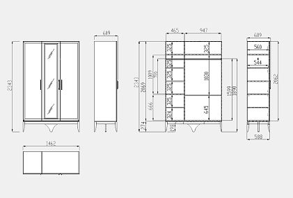 Шкаф для одежды "Коста" 3-х дв. с зеркалом