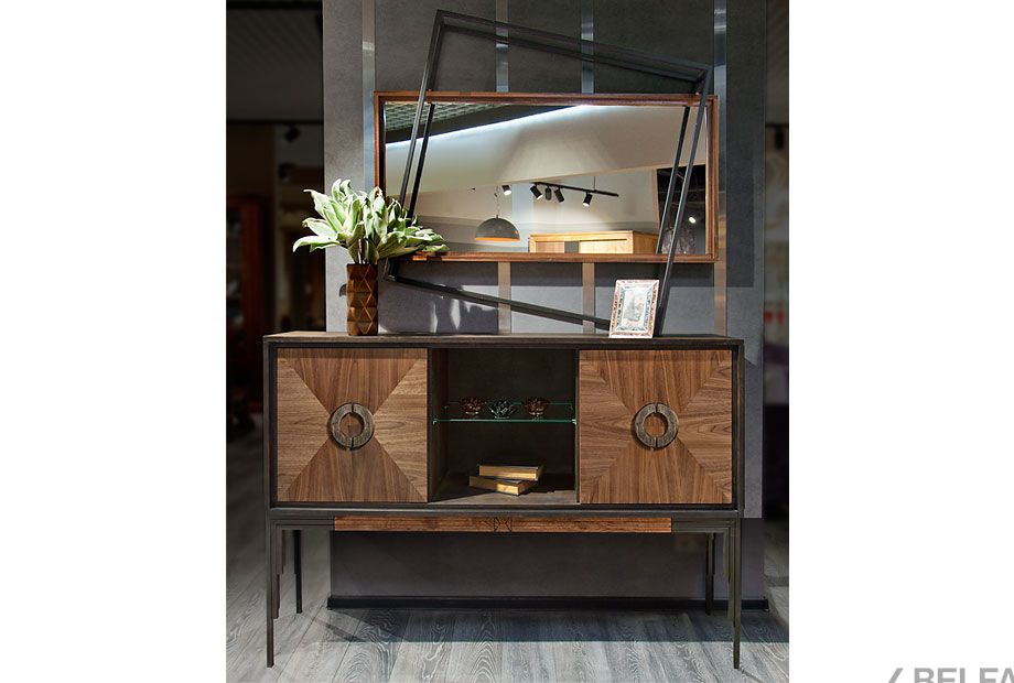 Тумба "Black" 3 (с нишей) массив дуба, металл 2