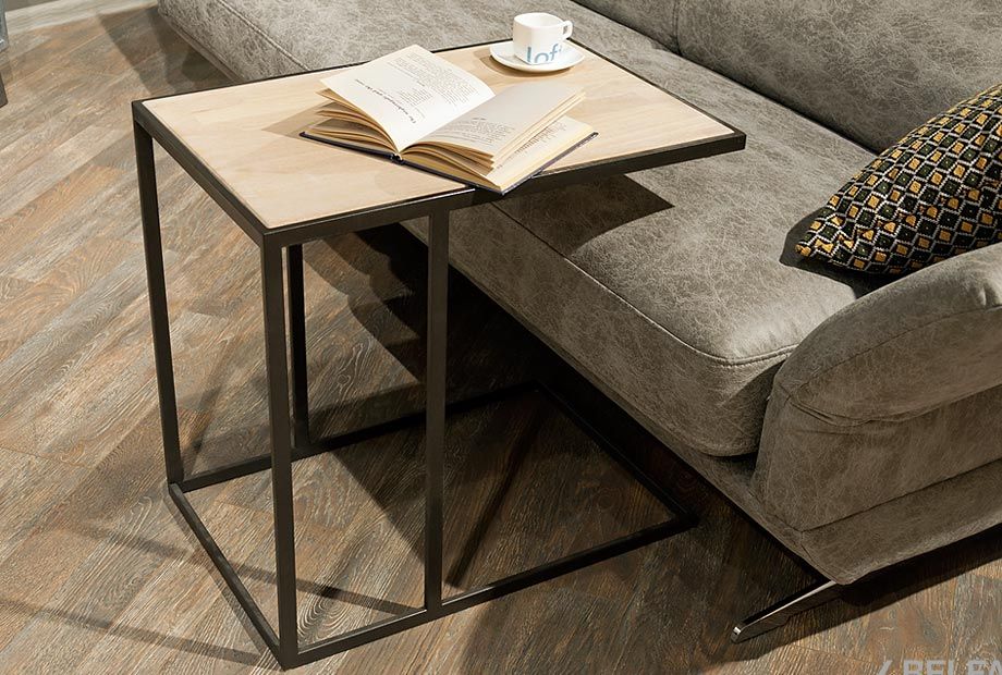 Стол кофейный "Art Collection" приставной массив дуба, металл 2