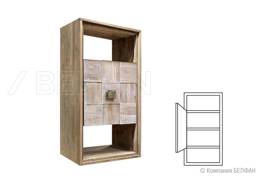 Модуль настенный "Cube Design" 2 (с нишей) массив и шпон дуба 1