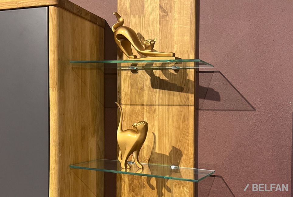 Полка настенная "Wallstreet" (стекло) массив дуба 4