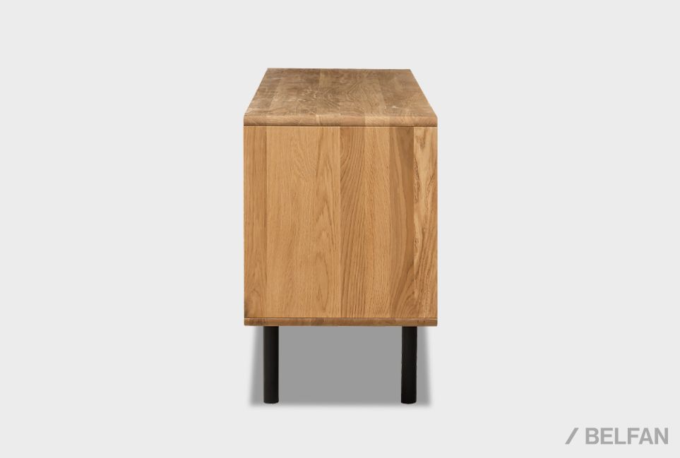 Тумба под ТВ высокая "Норман" 4 (с ящиками) массив дуба, МДФ, металл 4