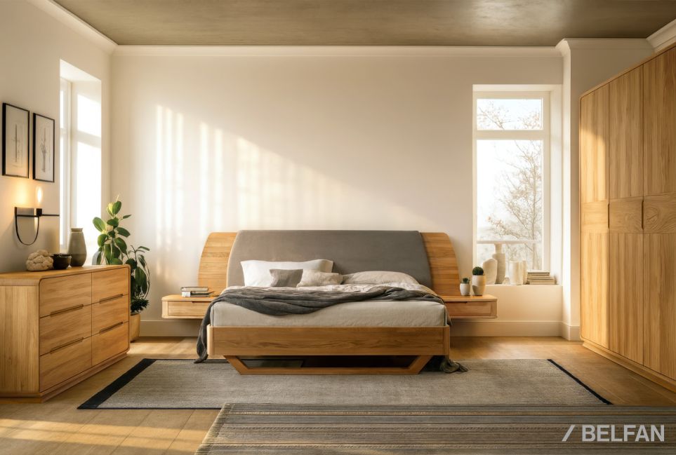 Кровать "Монблан" (с прикроватными тумбами) массив дуба 4