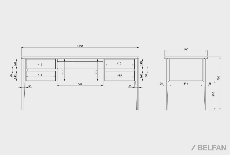 Стол письменный "Wallstreet" (2 тумбы) массив дуба, МДФ 3